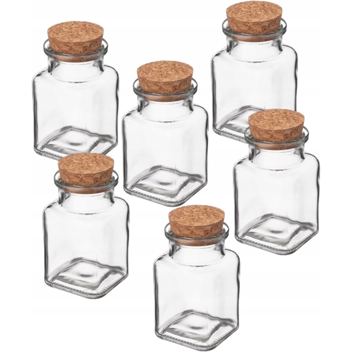 POJEMNIK szklany 6szt 180 ml Z KORKIEM na przyprawy drobiazgi herbatę zioła