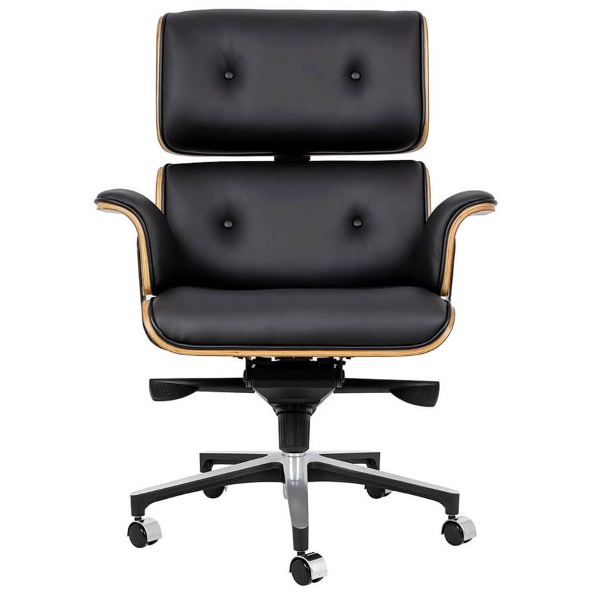 Fotel biurowy Lounge Business czarny sklejka orzech, King Home