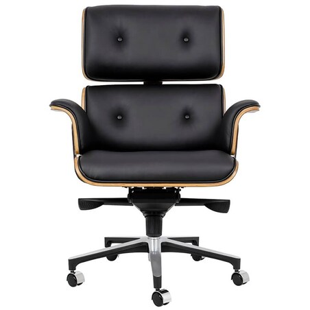 Fotel biurowy Lounge Business czarny sklejka orzech, King Home