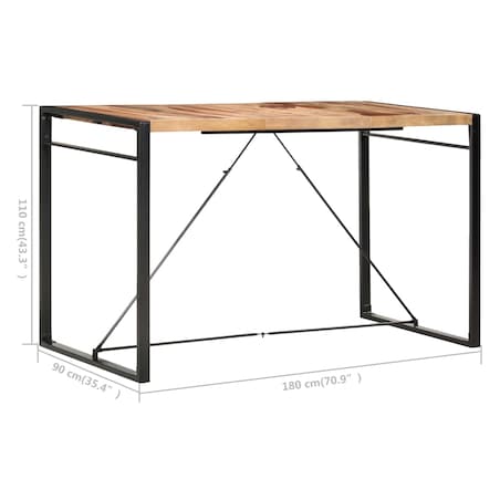 vidaXL Stolik barowy, 180x90x110 cm, lite drewno akacjowe