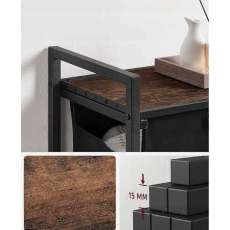 Kosz na pranie dwukomorowy duży z półką industrialny regał pojemnik loft