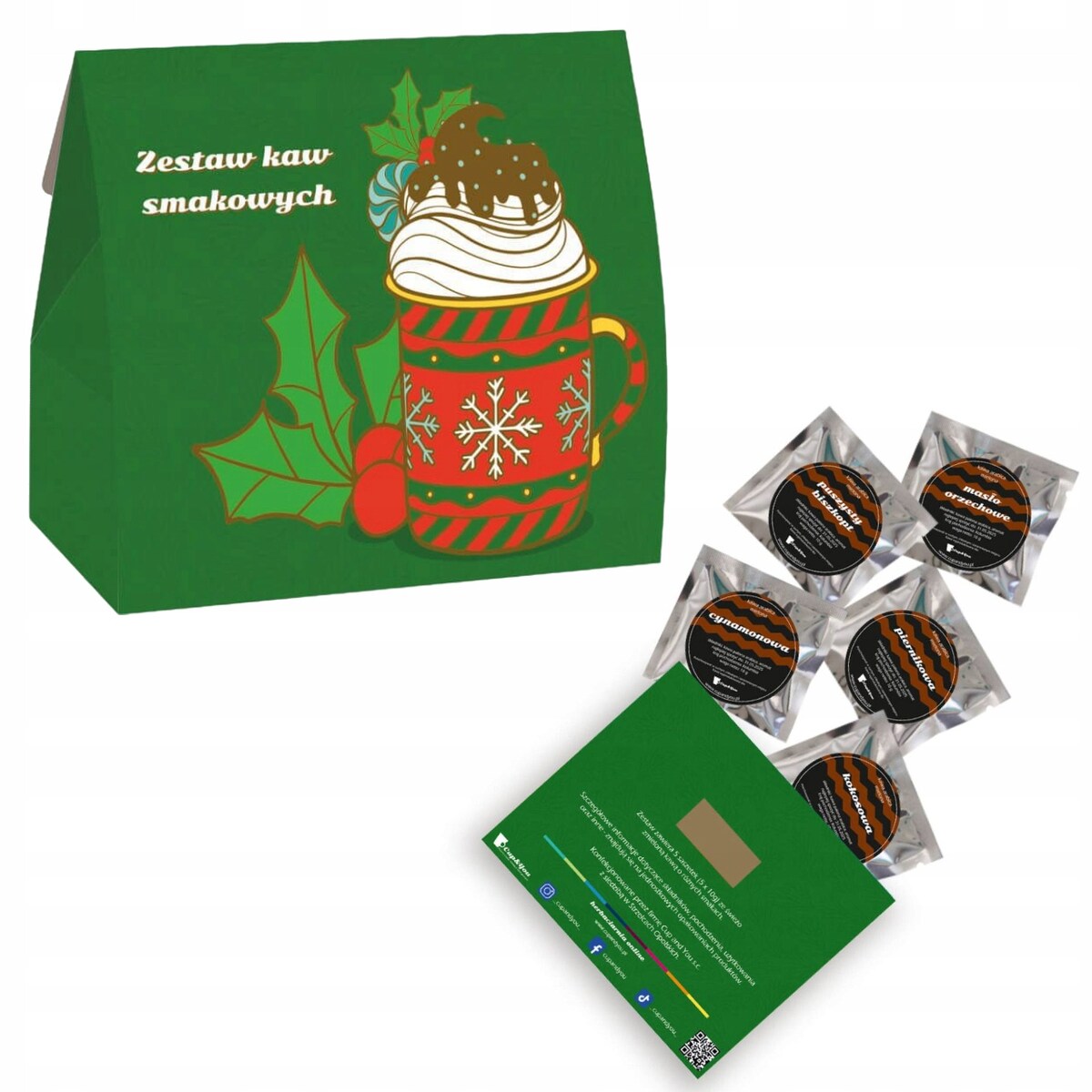 MAŁY ZESTAW PREZENTOWY 5 SMAKÓW KAWY AROMATYZOWANE MIELONE MIX PREZENT UPOMINEK POD CHOINKĘ NA ŚWIĘTA GWIAZDKĘ MIKOŁAJA BOŻE NARODZENIE DLA KOBIETY FACETA MĘŻCZYZNY