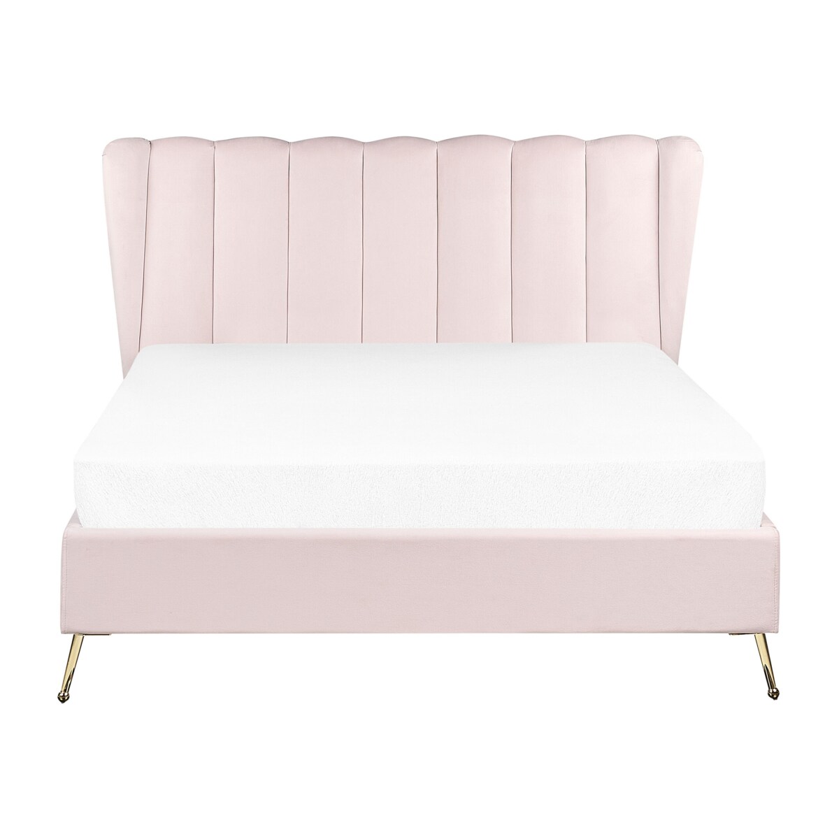 Łóżko welurowe 140 x 200 cm z portem USB różowe MIRIBEL