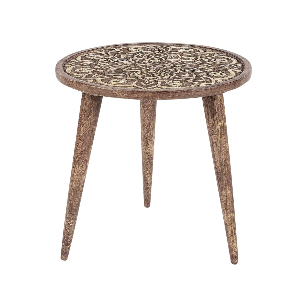 Zestaw 2 stolików pomocniczych z drewna mango ciemny RANJA