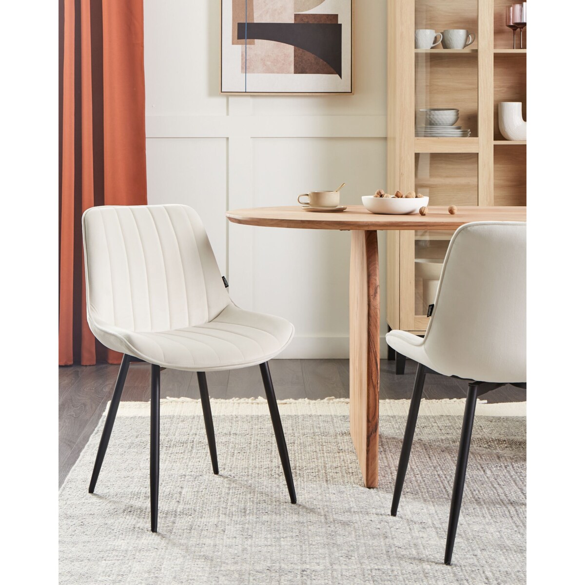 Zestaw 2 krzeseł do jadalni DUBROVNIK Welur Jasnobeżowy