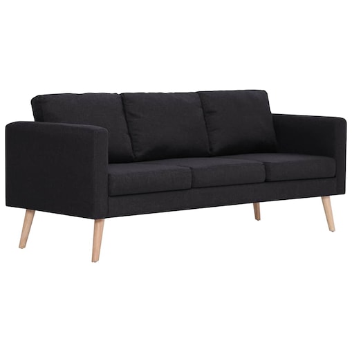 vidaXL 3-osobowa sofa tapicerowana tkaniną, czarna