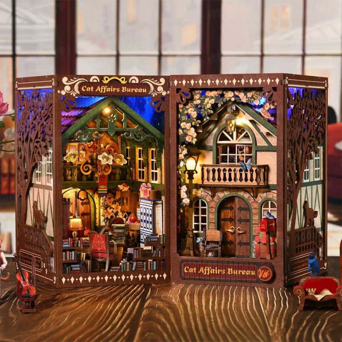 Miniaturowy domek Book Nook - Biuro detektywa Kota