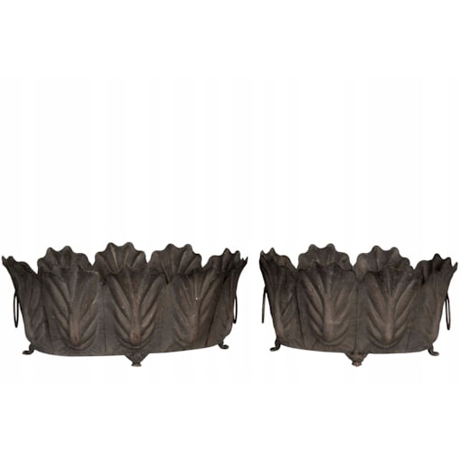 OSŁONKA NA DONICZKĘ KWIAT METALOWA SZARA loft duża doniczka ozdoba 2 szt.