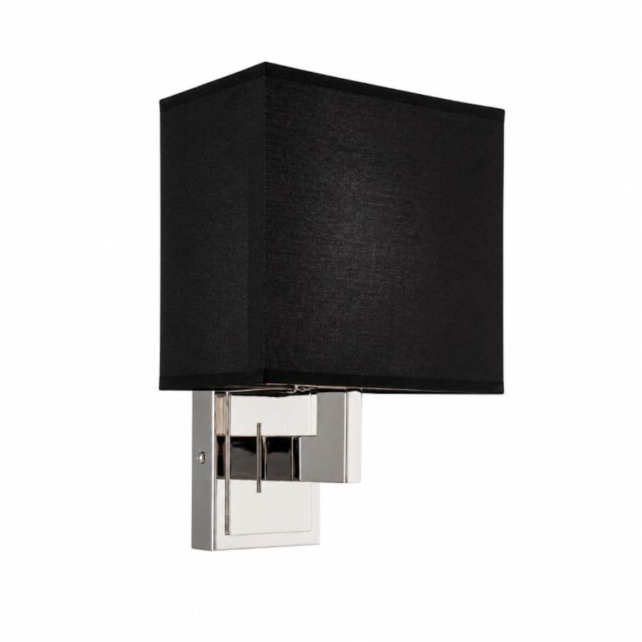 Niklowany kinkiet w stylu glamour, czarny abażur LERDO BLACK