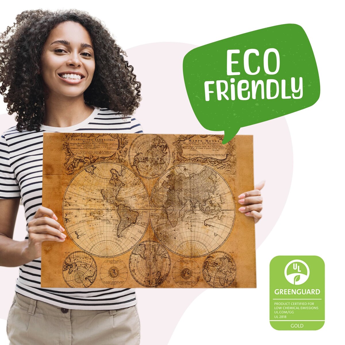 Obraz na Płótnie Stara Mapa Świata VINTAGE 40x30cm