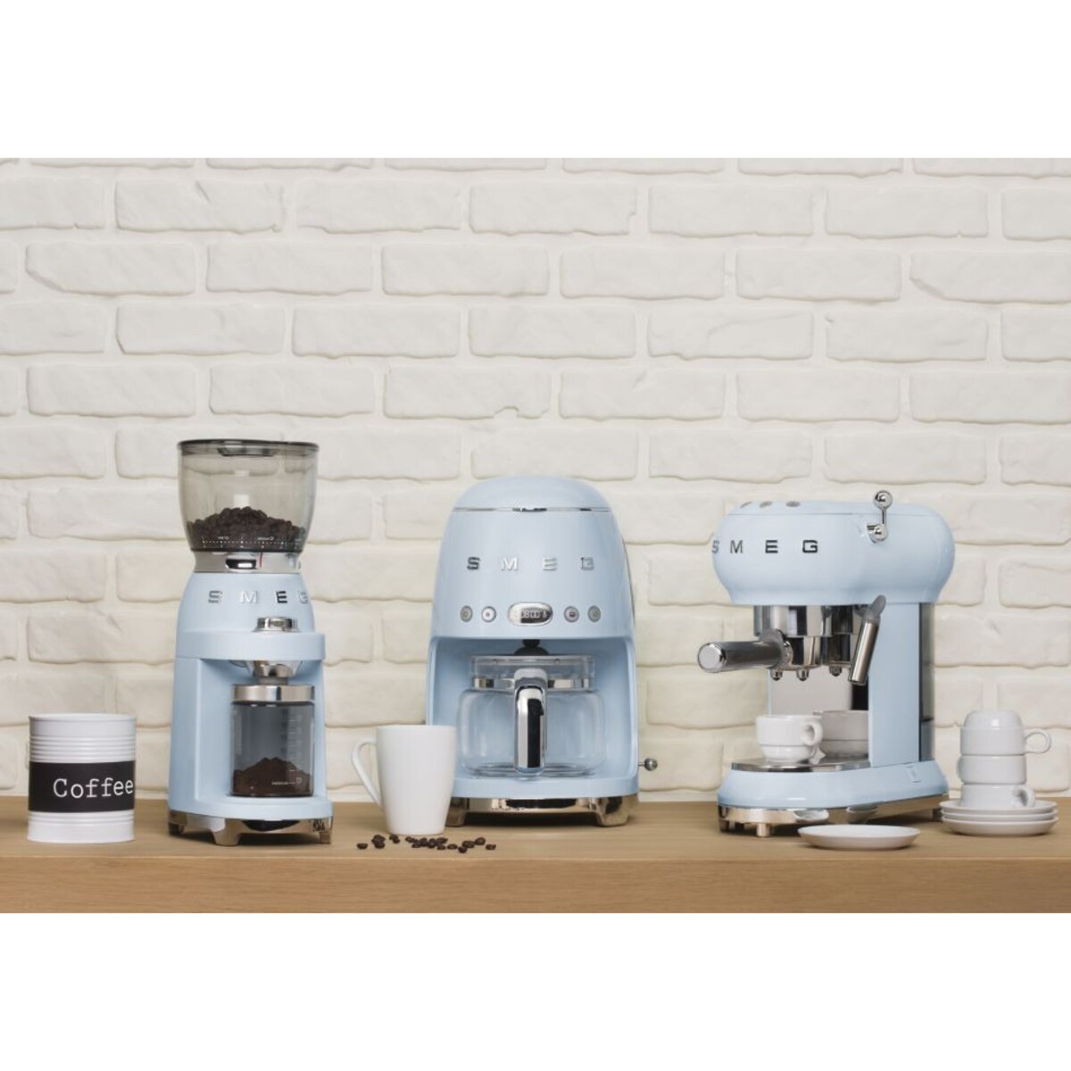 Ekspres do kawy kolbowy pastelowy błękit 50's Style, SMEG