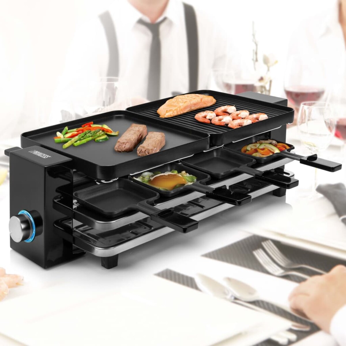 Princess Grill raclette Piano 8, 1200 W, czarny