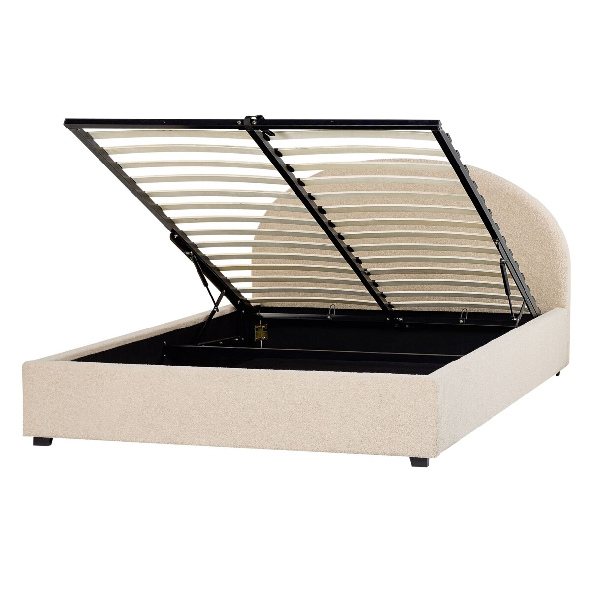 Łóżko z pojemnikiem boucle 160 x 200 cm beżowe VAUCLUSE