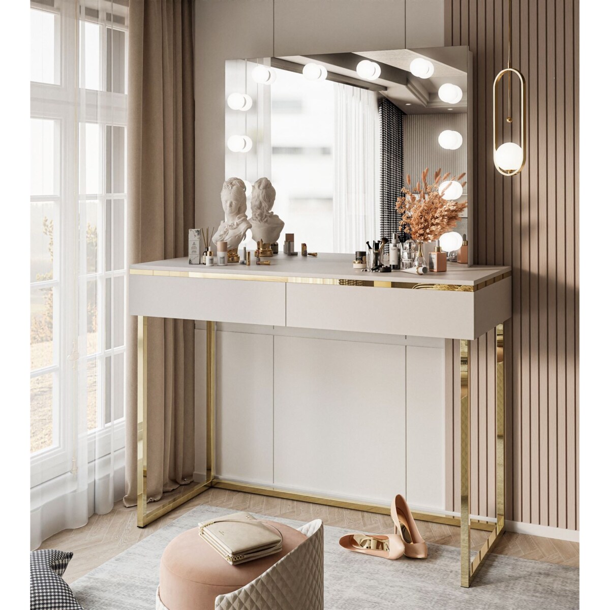 Toaletka AURORA GOLD ELITE z lustrem kaszmir