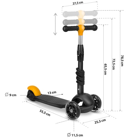 Hulajnoga trójkołowa balansowa dla dzieci 3w1 Ricokids Cubi czarno-żółta