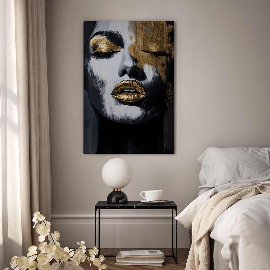 OBRAZ NA PŁÓTNIE DO SALONU PORTRET KOBIETY STYL GLAMOUR ABSTRAKCJA 50x70cm