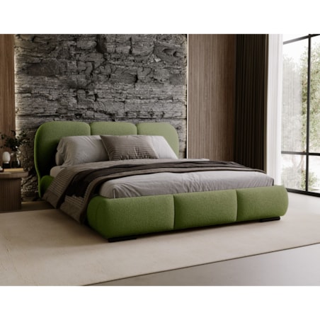Łóżko tapicerowane 200x200 ROZA z pojemnikiem na pościel zielone