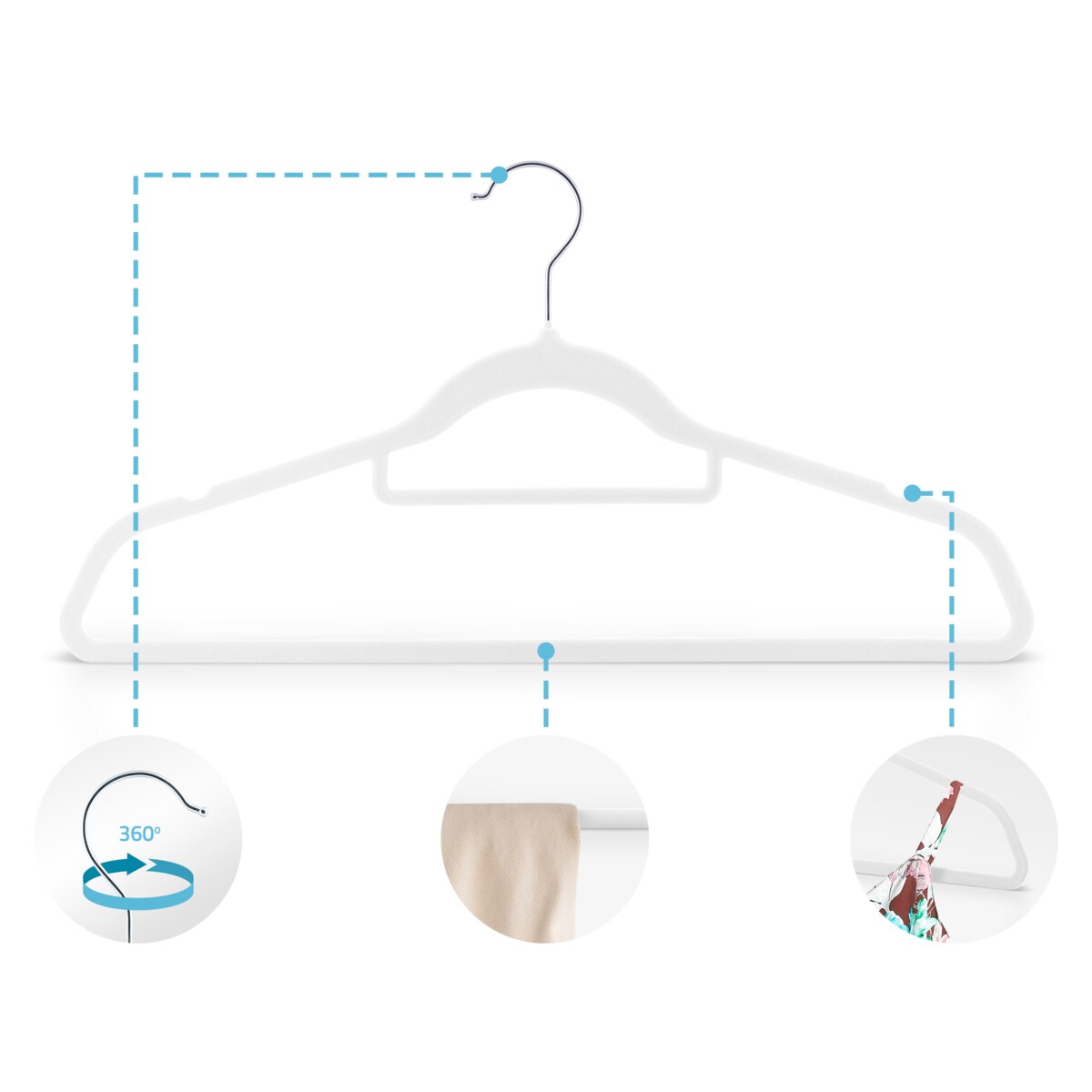 Wieszaki na ubrania welurowe do szafy zestaw 20szt. Massido