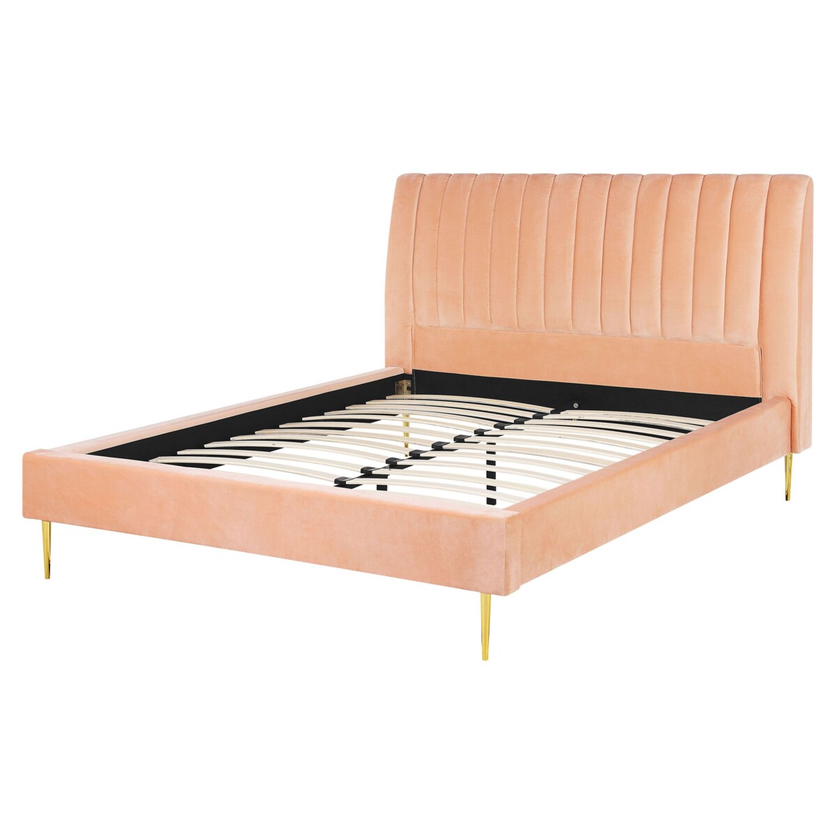 Łóżko welurowe 160 x 200 cm brzoskwiniowe MARVILLE