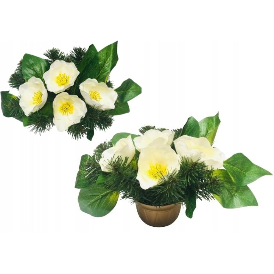 GOTOWY STROIK bukiet podkład w doniczce na cmentarz grób mamy babci kwiaty