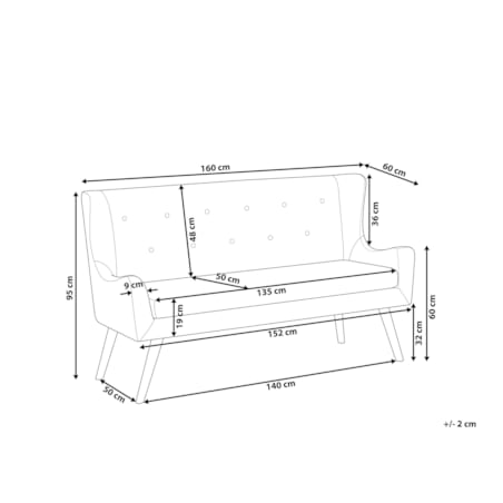 Sofa 2-osobowa jasnoszara SKIBBY