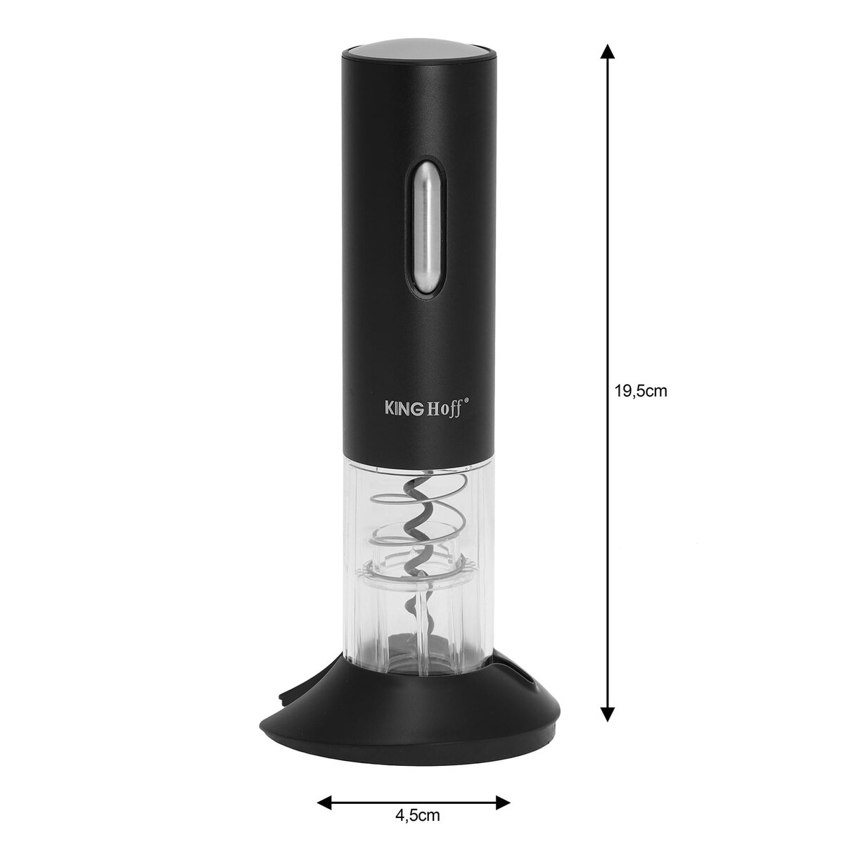 Elektryczny otwieracz korkociąg do wina butelek akumulator czarny KINGHOFF