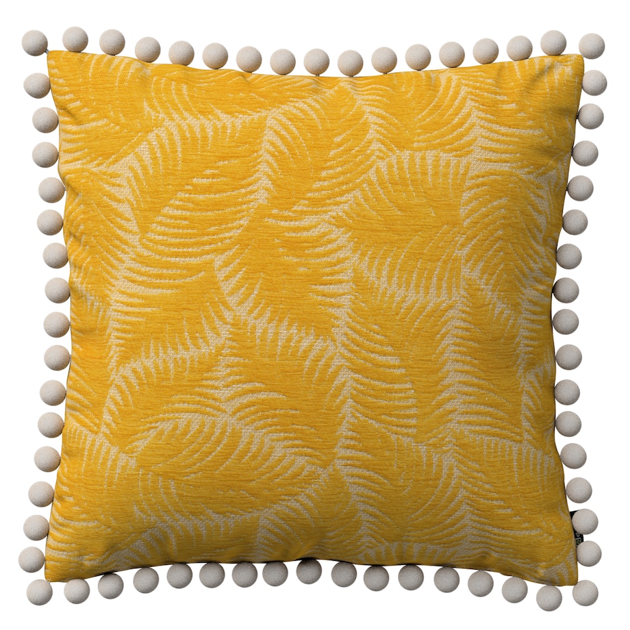 Poszewka Wera na poduszkę 45x45 miodowe liście paproci na beżowym tle