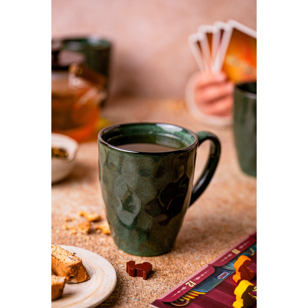 Zestaw kubków Uminami zielony dla 12 osób Nowoczesny Do zmywarki Komplet