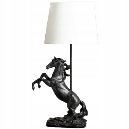 LAMPA STOŁOWA BIURKOWA NOCNA KOŃ E27 50cm Z KONIEM CZARNA OZDOBA DO DOMU