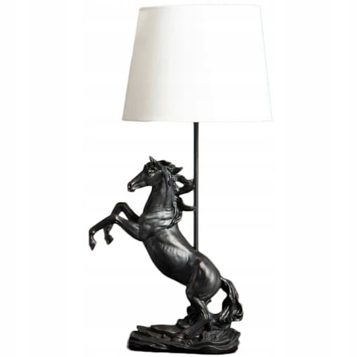 LAMPA STOŁOWA BIURKOWA NOCNA KOŃ E27 50cm Z KONIEM CZARNA OZDOBA DO DOMU