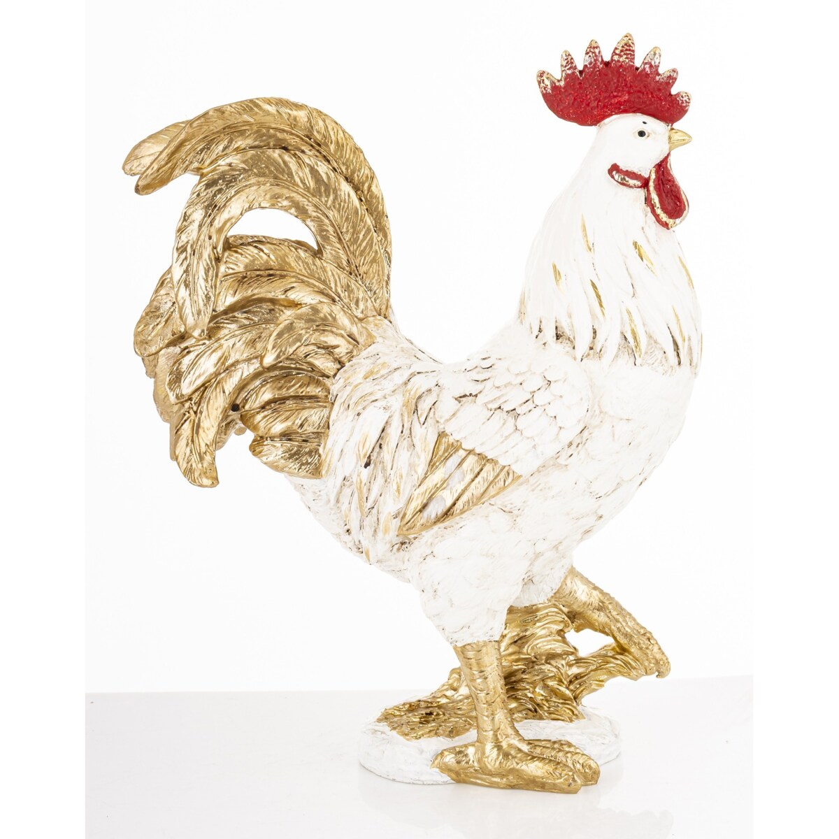 Dekoracja - kogut 34,5x25,5x11,5 cm CAZZO biało-złoty