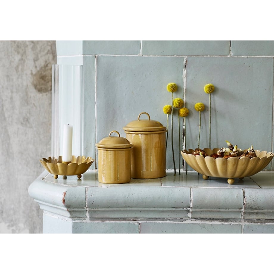 PATERA METALOWA na owoce żółta śr. 16cm