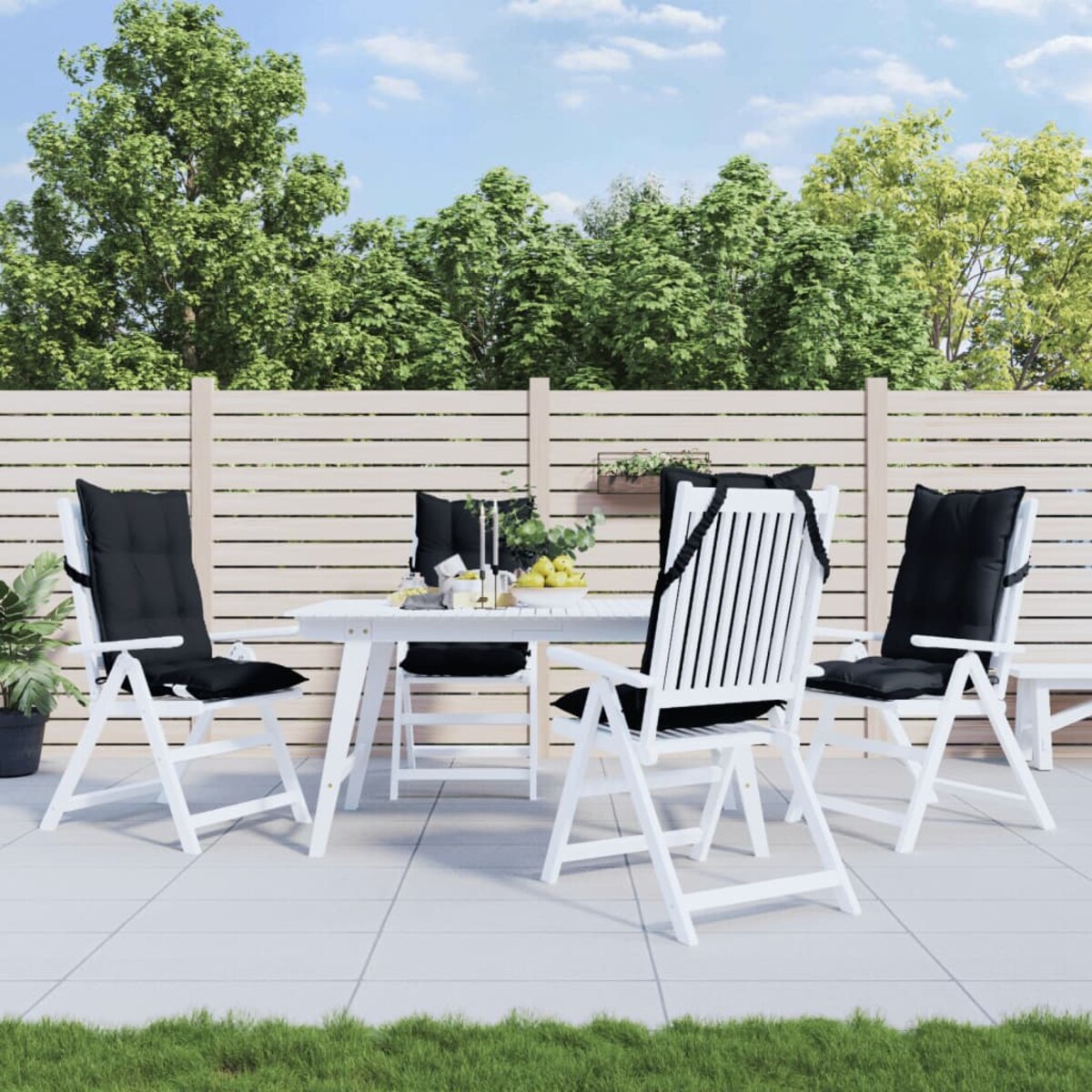 vidaXL Poduszki na krzesła z wysokim oparciem, 4 szt., czarne, Oxford