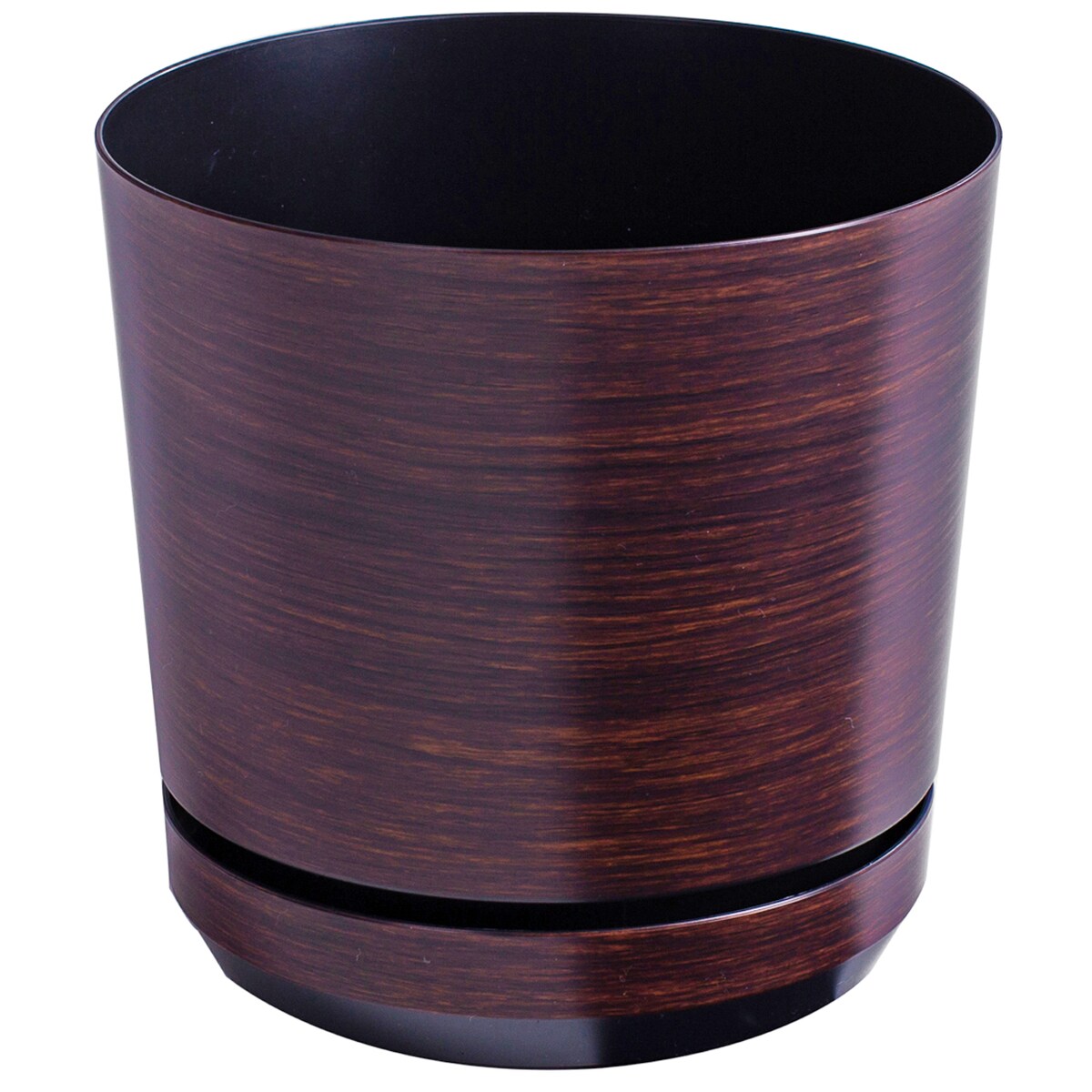 16 cm wzór DESKA * Doniczka z podstawką imitacja panelu wengedębowej deski styl naturalny drewnopodobna