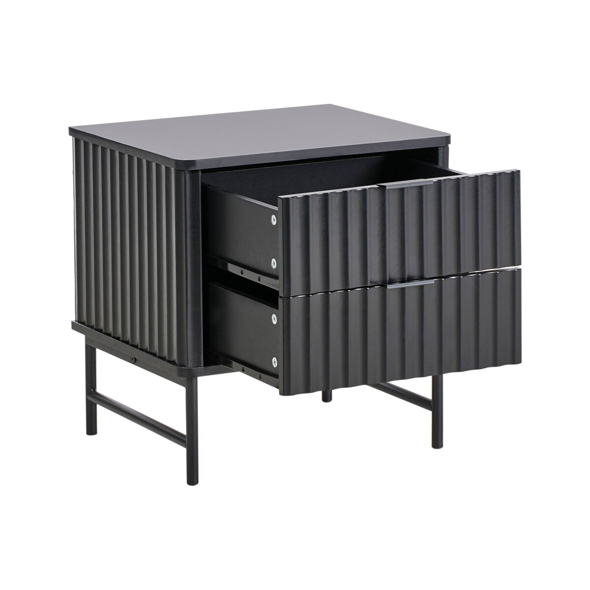 Szafka nocna 2 szuflady GLASTONBURY Czarny
