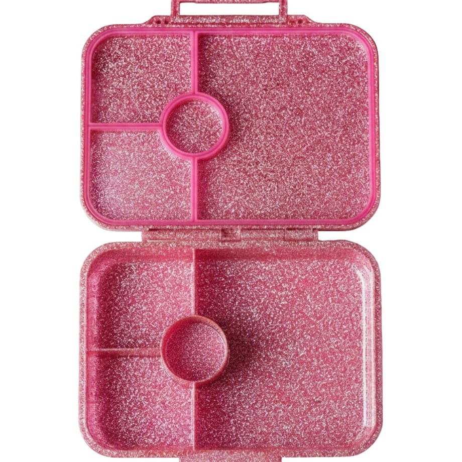 LEKKABOX GLAMOUR brokatowa śniadaniówka z przegródkami, Pink