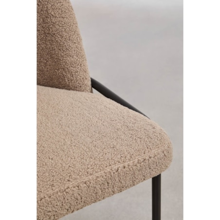 Krzesło na metalowej podstawie, boucleé, kawa z mlekiem, Grolet