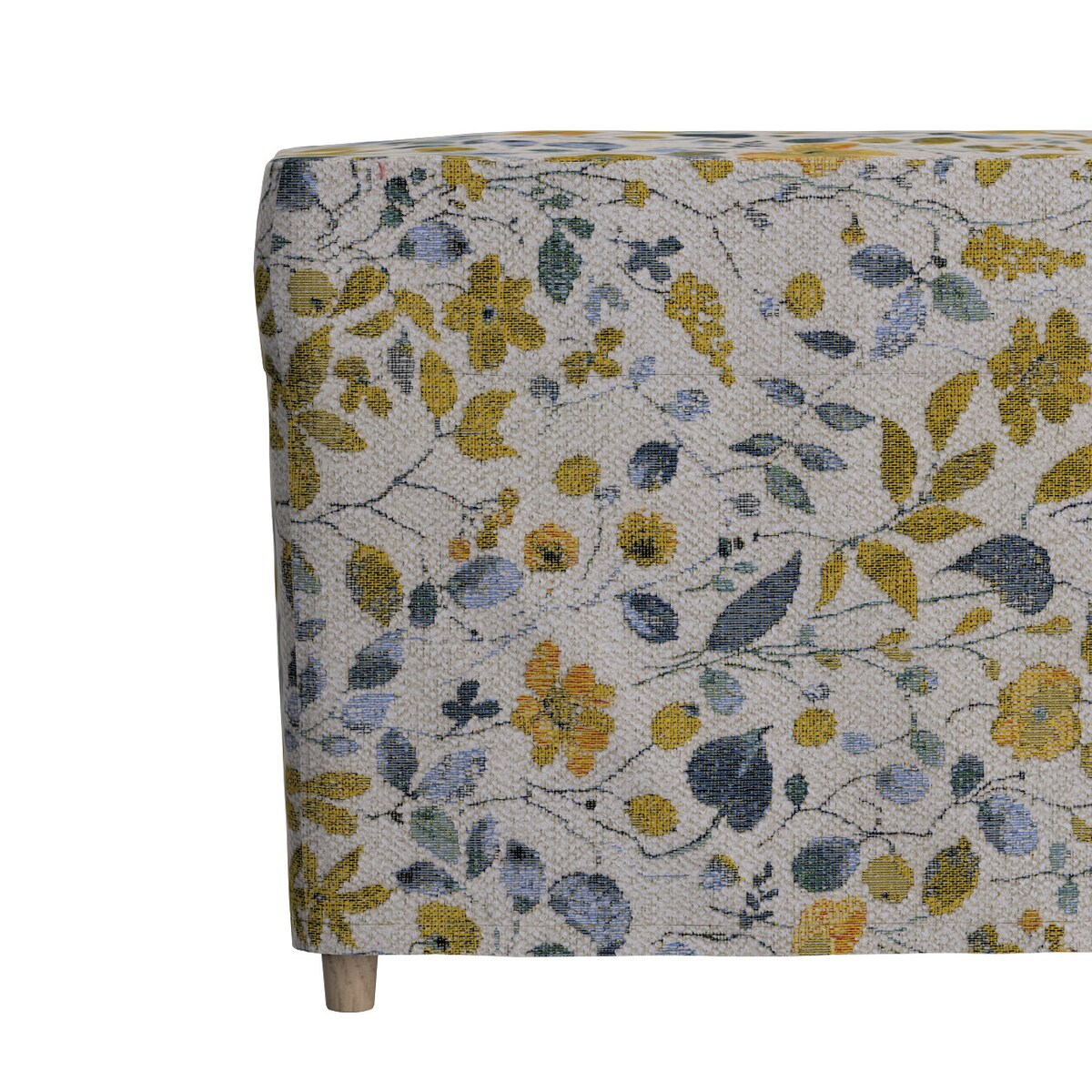 Pokrowiec na podnóżek Strandmon, żółto-niebieskie kwiaty na kremowym tle, 60 x 42 x 41 cm, Cosy Home