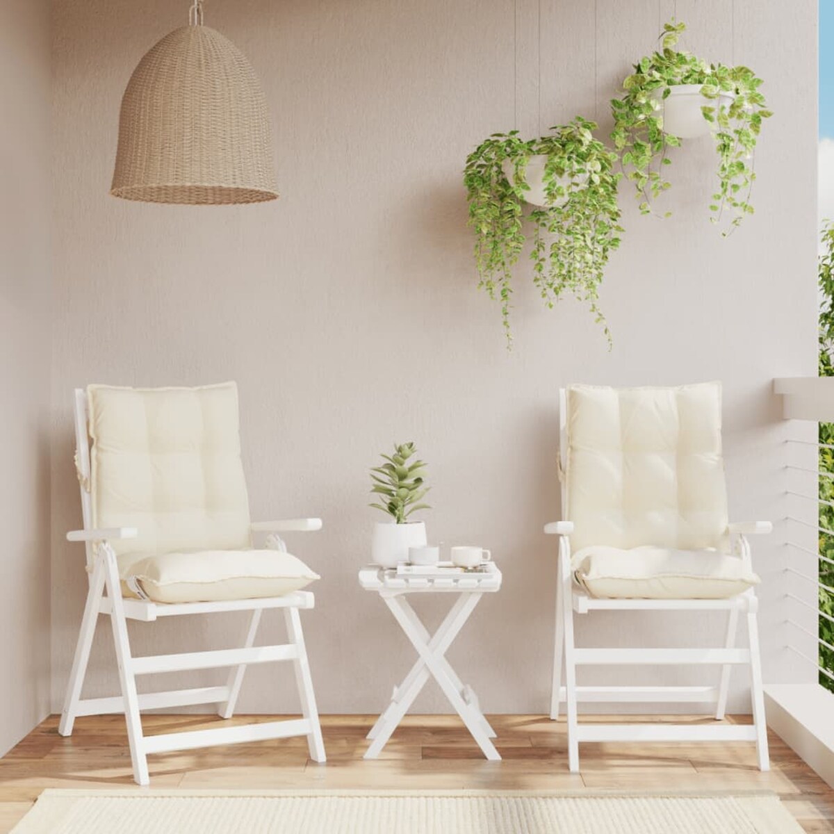 vidaXL Poduszki na krzesła z niskim oparciem, 2 szt., kremowe