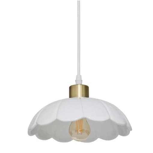 Lampa wisząca, ceramiczna, biała, Bruna, 23 cm