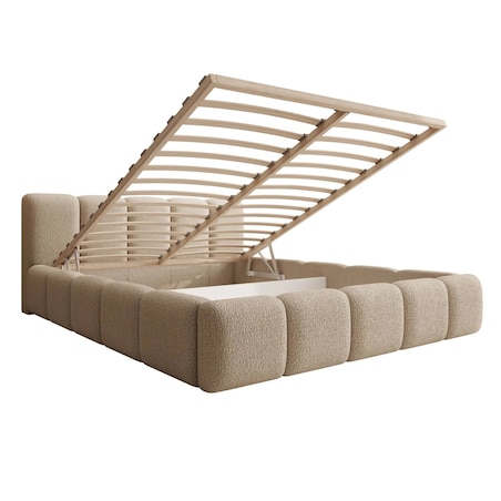 Łóżko tapicerowane 160x200 cm beżowe bouclé Fera