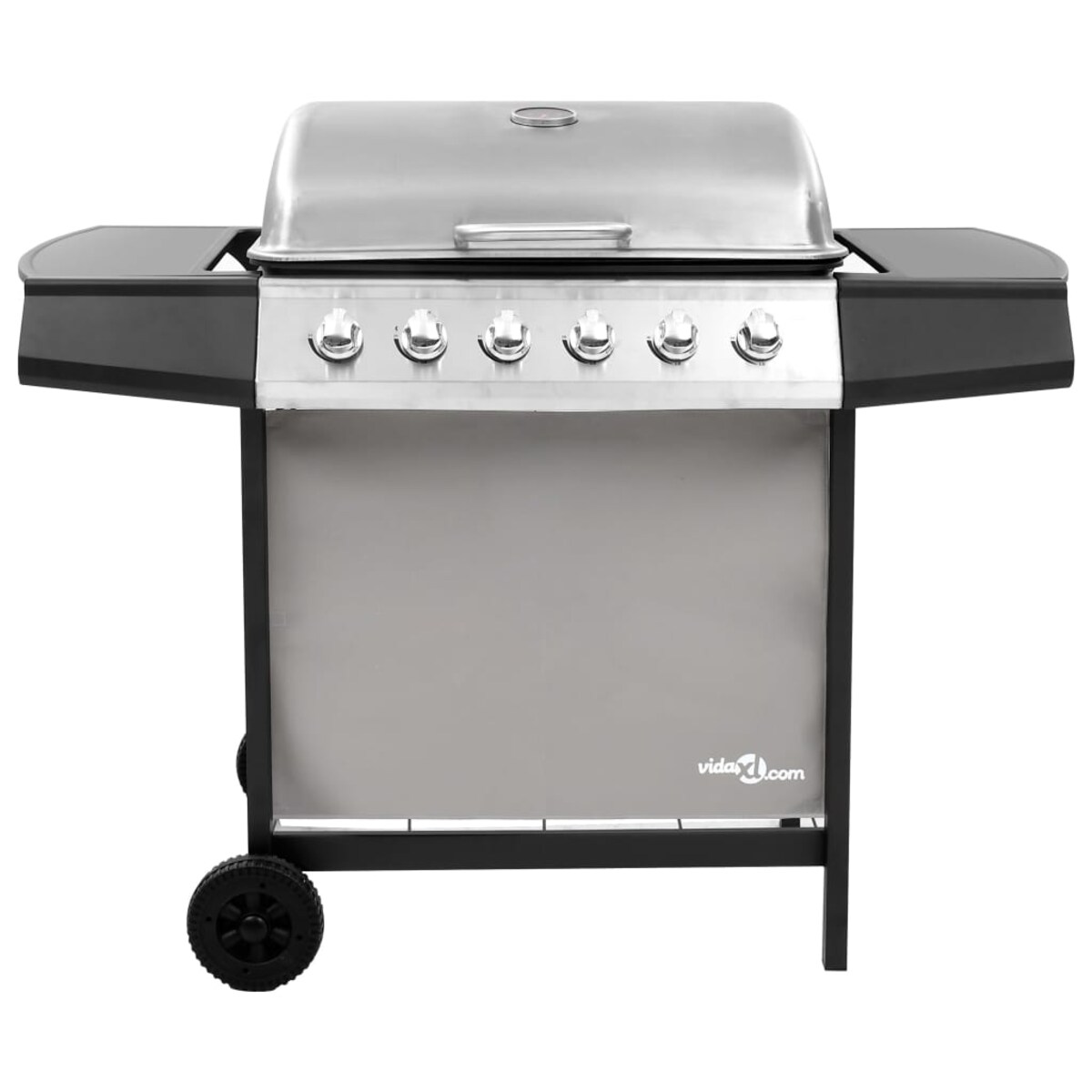 vidaXL Grill gazowy z 6 palnikami, czarno-srebrny