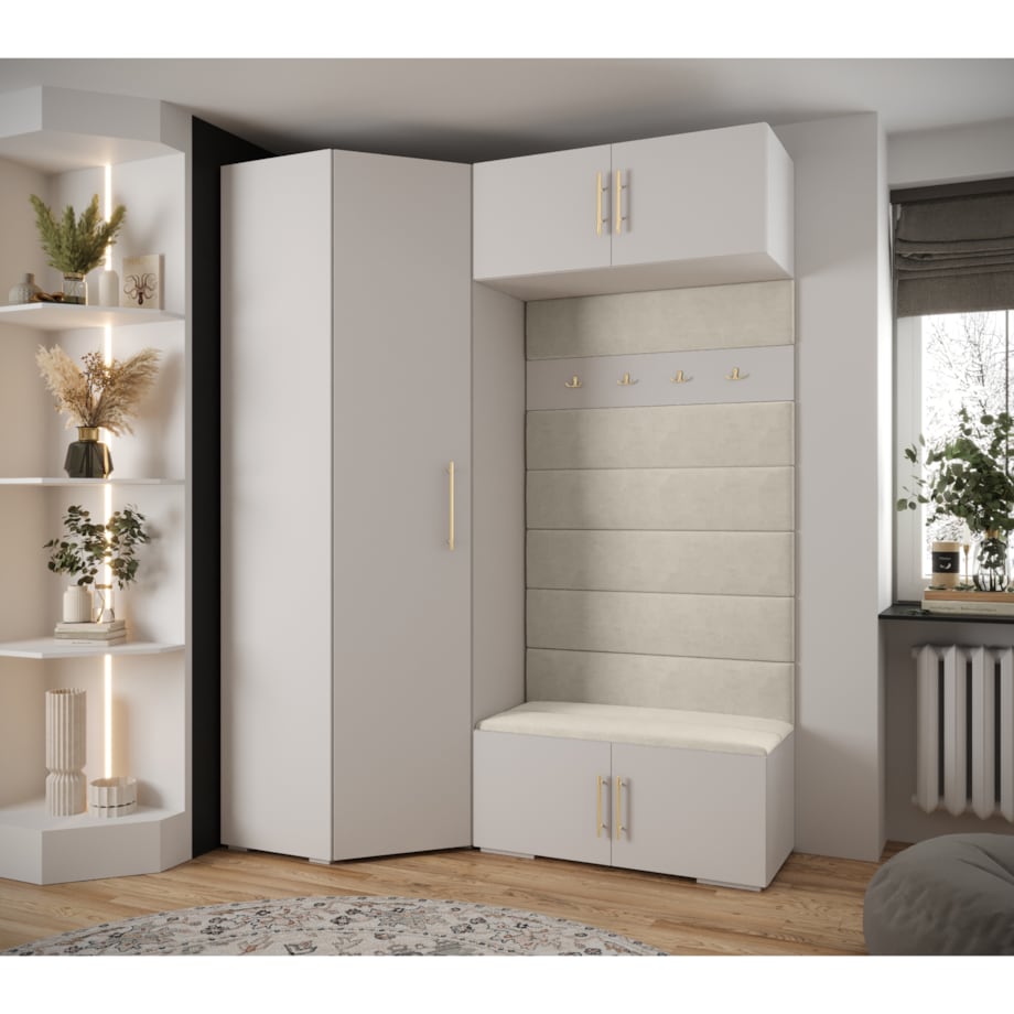 Garderoba do przedpokoju INOVA 3 Z21 biały+złoty+manila02