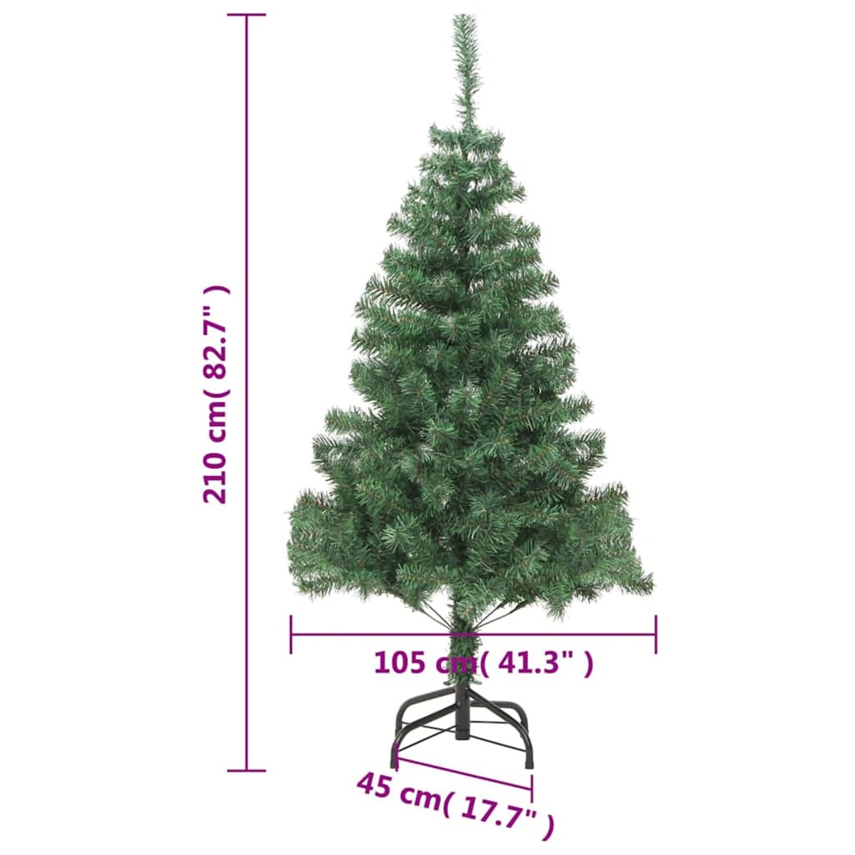 vidaXL Sztuczna choinka ze stalowym stojakiem, 210 cm, 910 gałązek