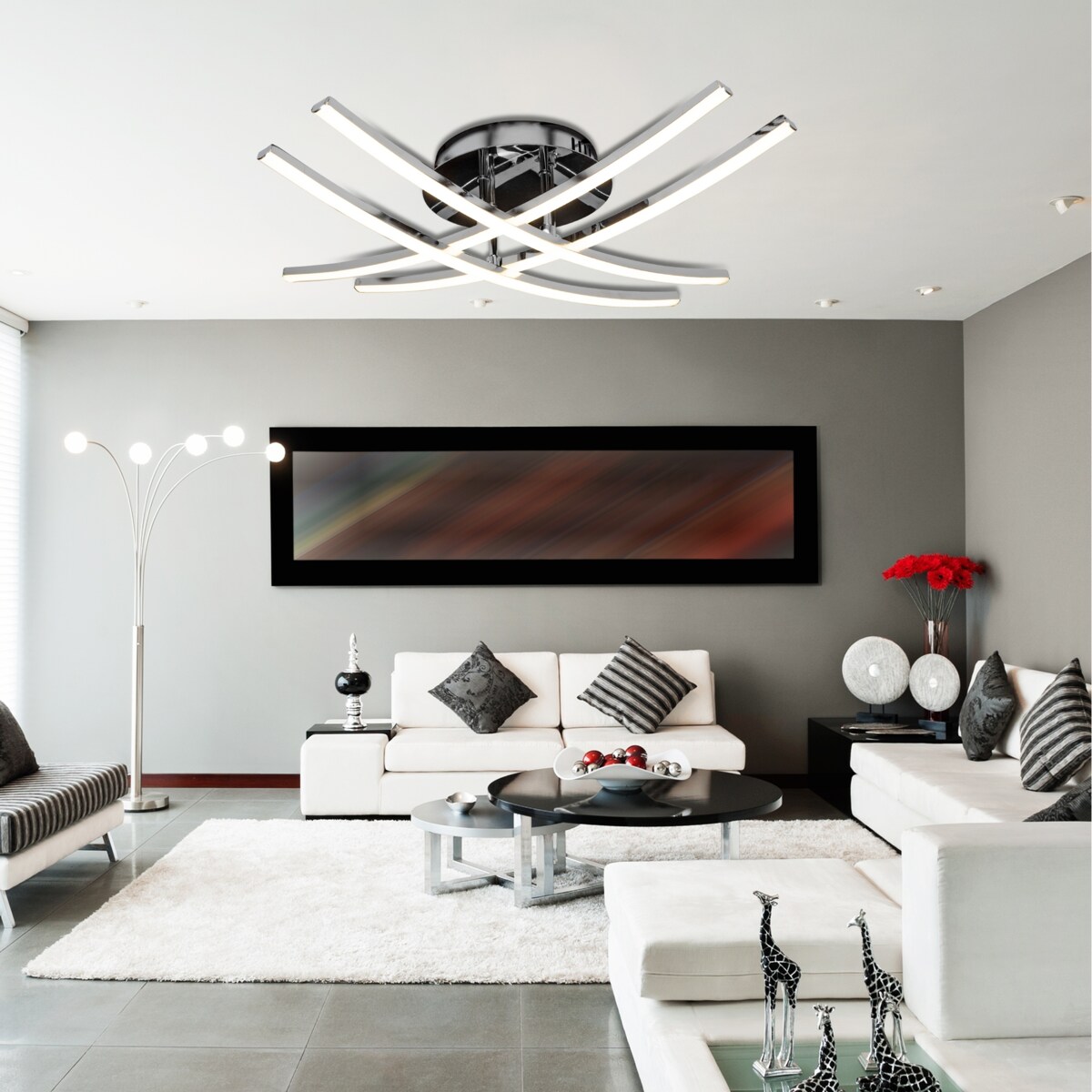 Lampa Sufitowa Plafon Led Ciepły Nowoczesna Chrom