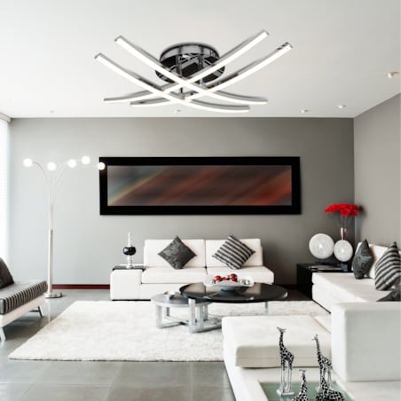 Lampa Sufitowa Plafon Led Ciepły Nowoczesna Chrom