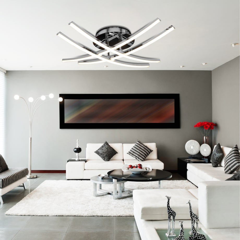 Lampa Sufitowa Plafon Led Ciepły Nowoczesna Chrom