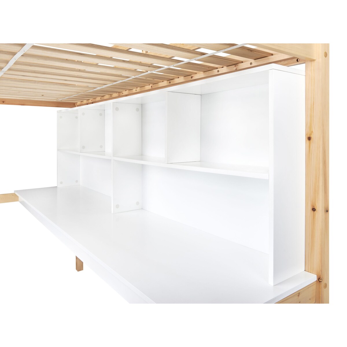 Łóżko na antresoli z biurkiem Drewno sosnowe FOUCAMONT 90 x 200 cm Jasnobrązowy