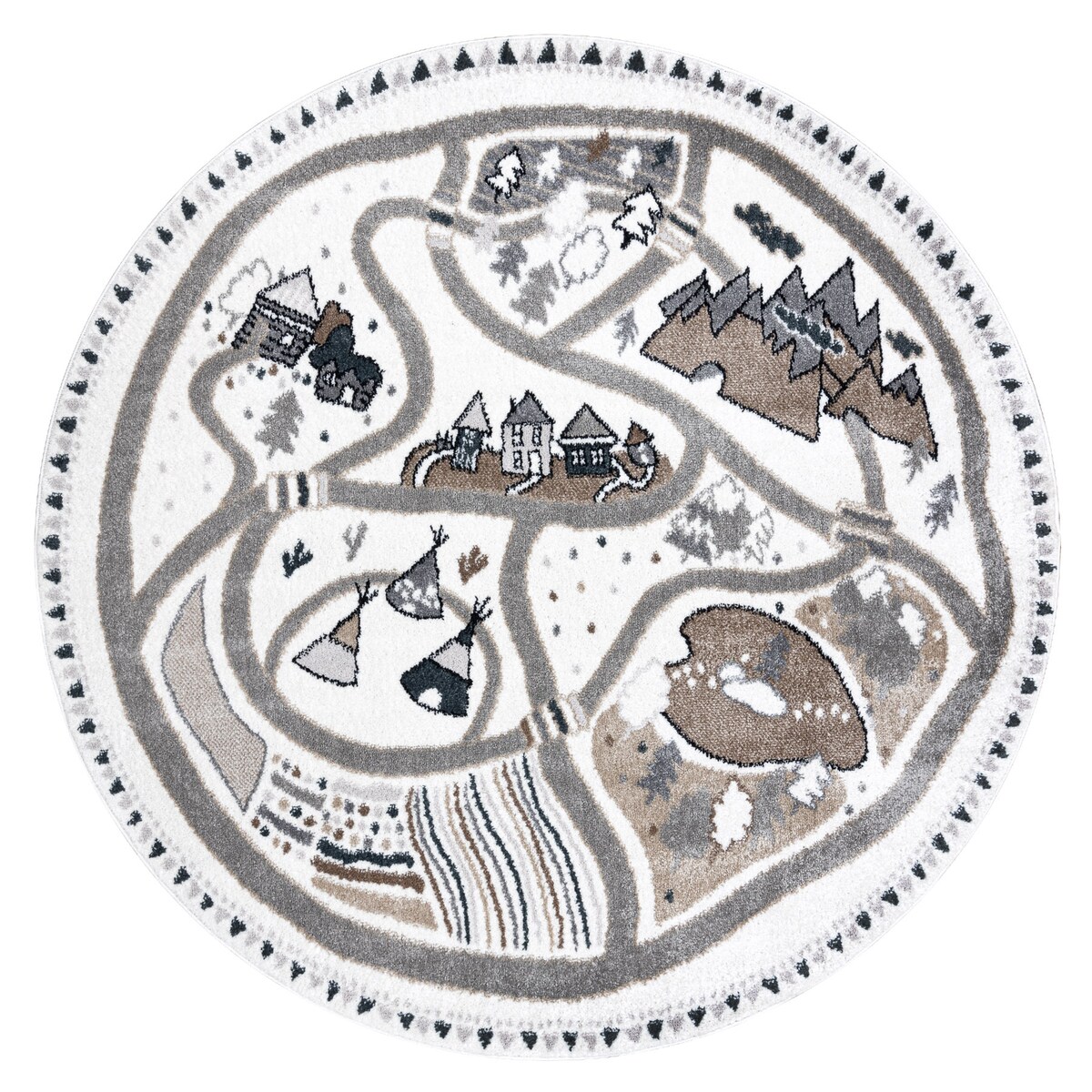 Dywan FUN Land dla dzieci, wioska, uliczki, koło 140 cm