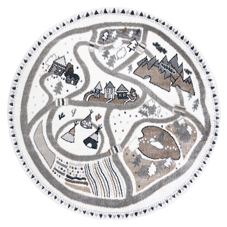 Dywan FUN Land dla dzieci, wioska, uliczki, koło 140 cm